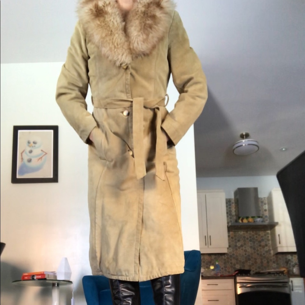 Vintage Shearling Trench Coat